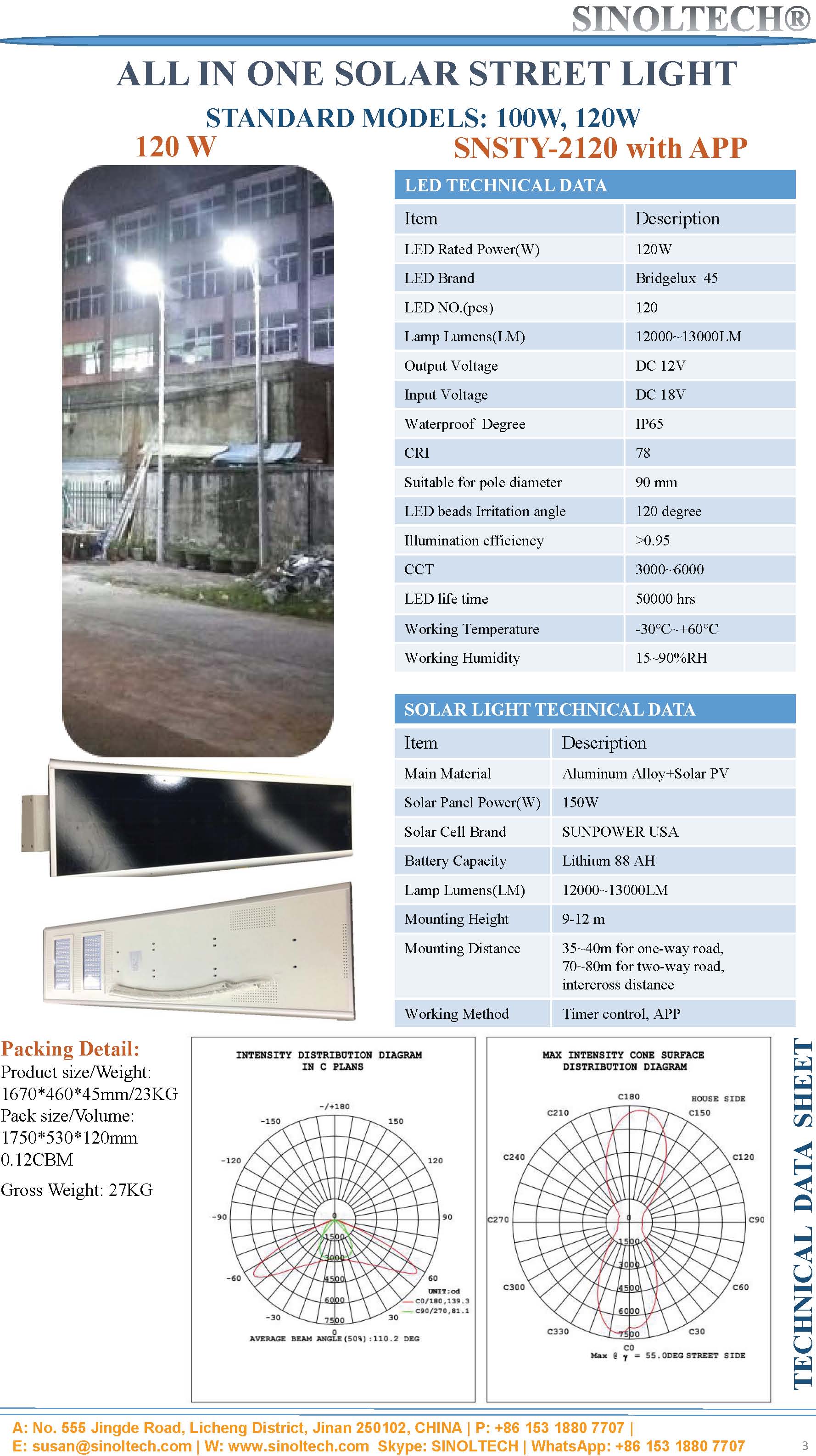 120W Solar street light