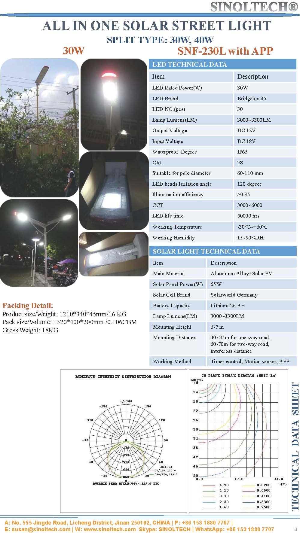 all in one solar street light 30W