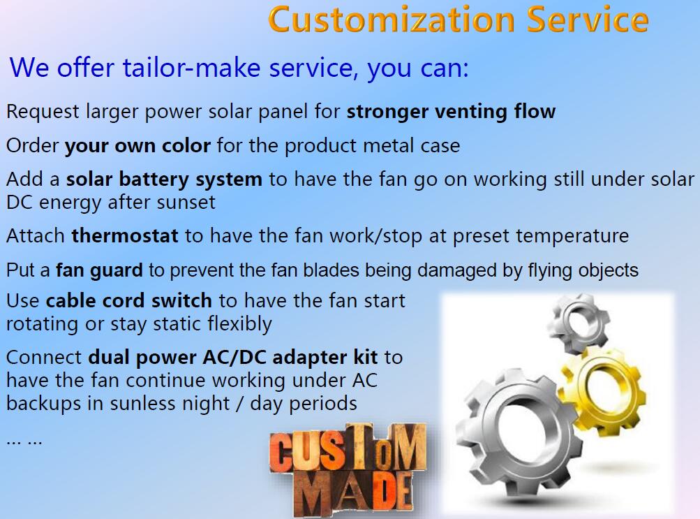 custom made solar exhaust ventilation fan