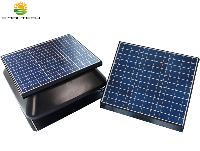 solar battery system for roof vent