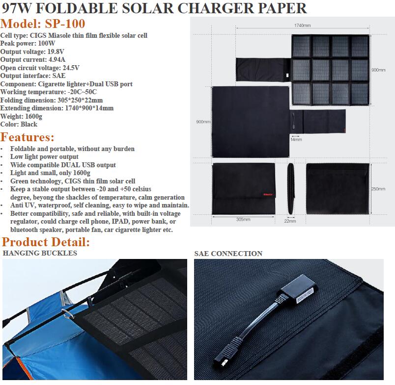 97W Folding solar charger