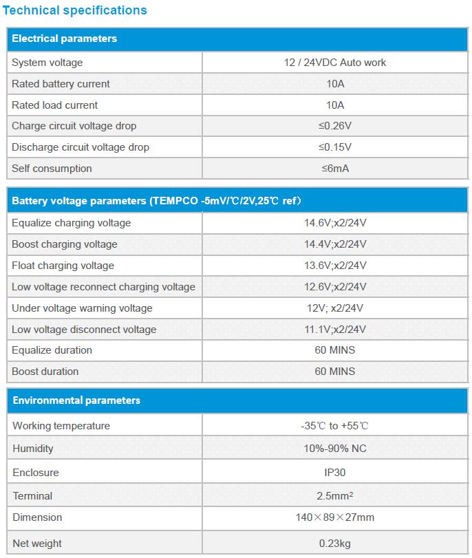 EPRC10-EC solar controller