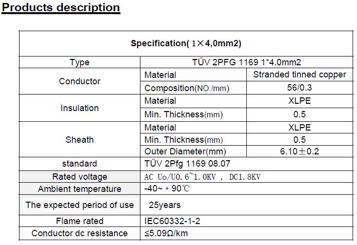 4mm2 PV cable