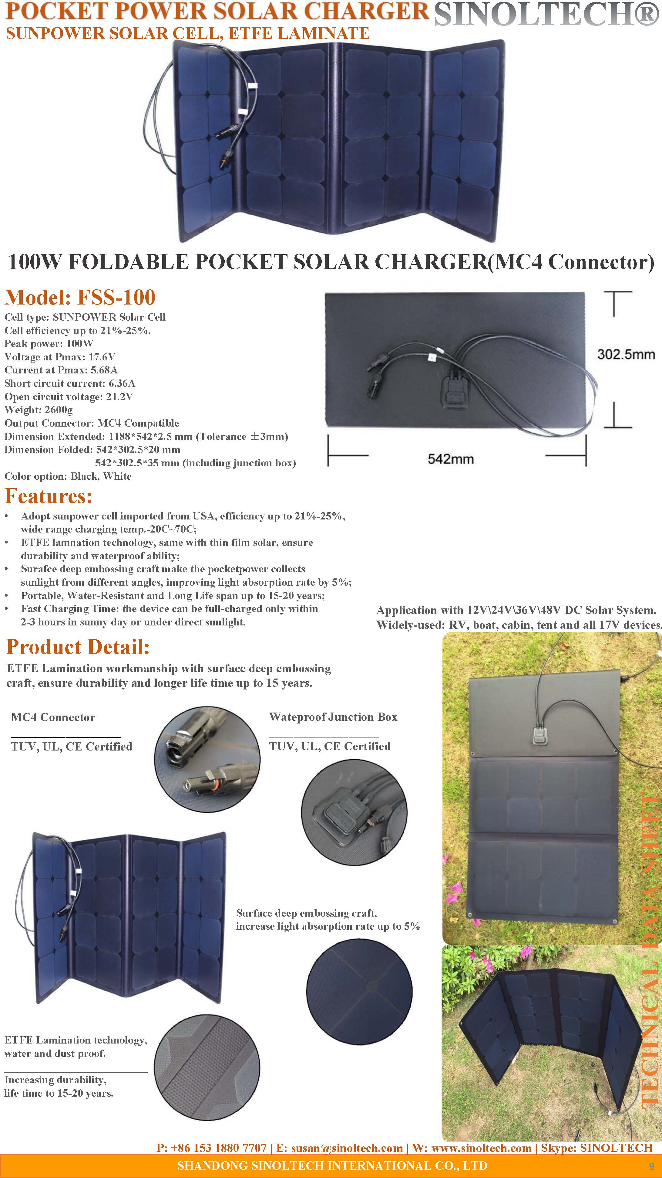 SUNPOWER 100W Folding solar charger