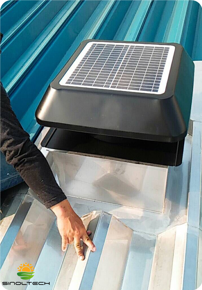 solar attic vent for metal roof